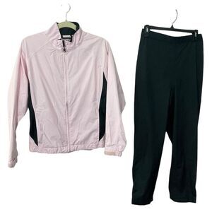 FootJoy DryJoys Waterproof Golf 2 Pc Set Jacket and Pants Size MEDIUM Pink Black